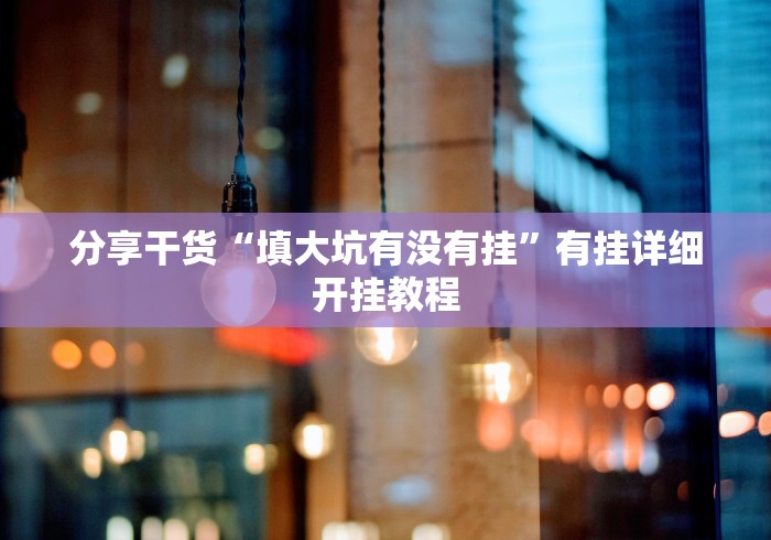 分享干货“填大坑有没有挂”有挂详细开挂教程