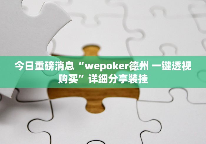今日重磅消息“wepoker德州 一键透视购买”详细分享装挂