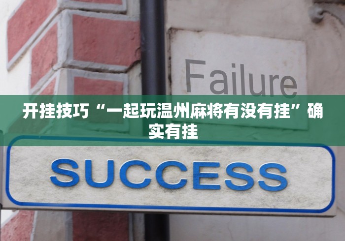 开挂技巧“一起玩温州麻将有没有挂”确实有挂