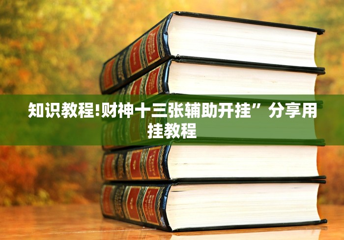 知识教程!财神十三张辅助开挂”分享用挂教程