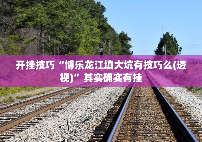开挂技巧“博乐龙江填大坑有技巧么(透视)”其实确实有挂
