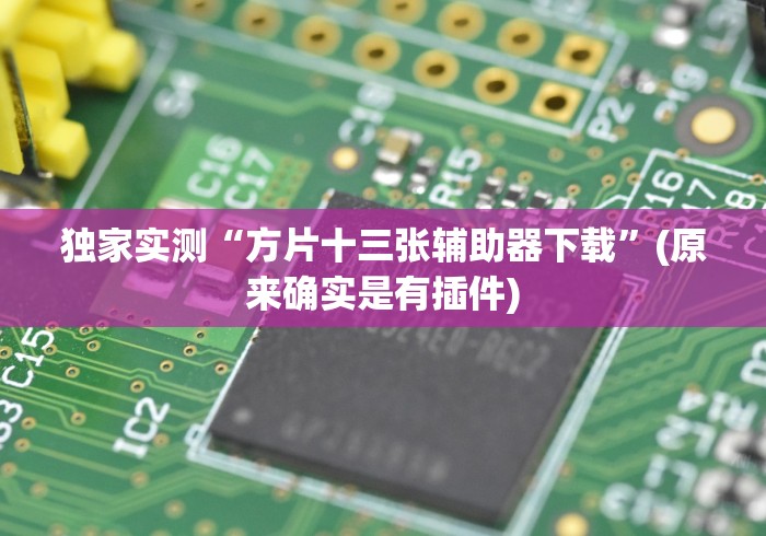 独家实测“方片十三张辅助器下载”(原来确实是有插件)