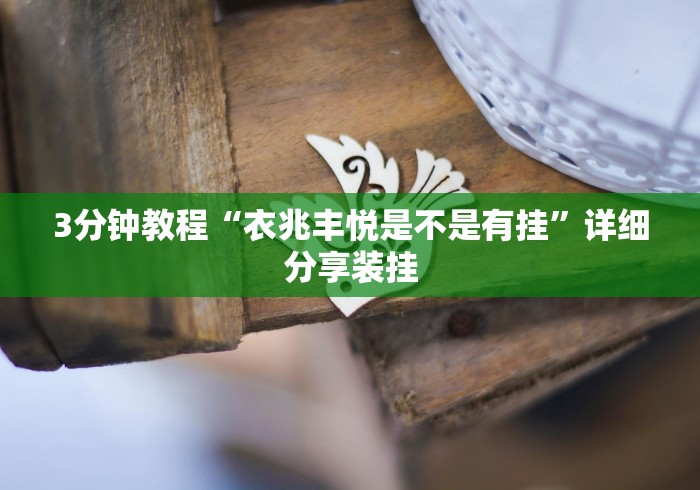 3分钟教程“衣兆丰悦是不是有挂	”详细分享装挂