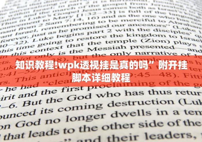 知识教程!wpk透视挂是真的吗”附开挂脚本详细教程
