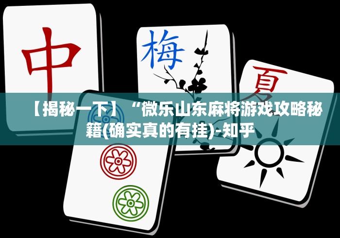 【揭秘一下】“微乐山东麻将游戏攻略秘籍(确实真的有挂)-知乎