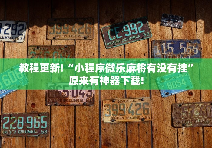教程更新!“小程序微乐麻将有没有挂”原来有神器下载!