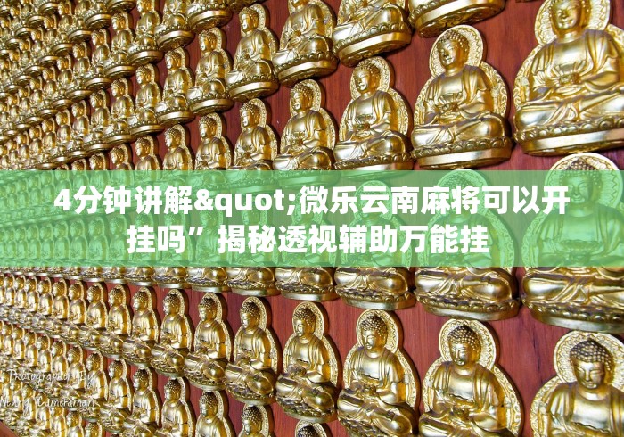 4分钟讲解"微乐云南麻将可以开挂吗”揭秘透视辅助万能挂 