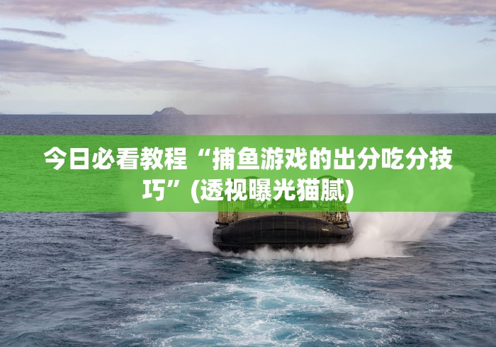 今日必看教程“捕鱼游戏的出分吃分技巧	”(透视曝光猫腻)