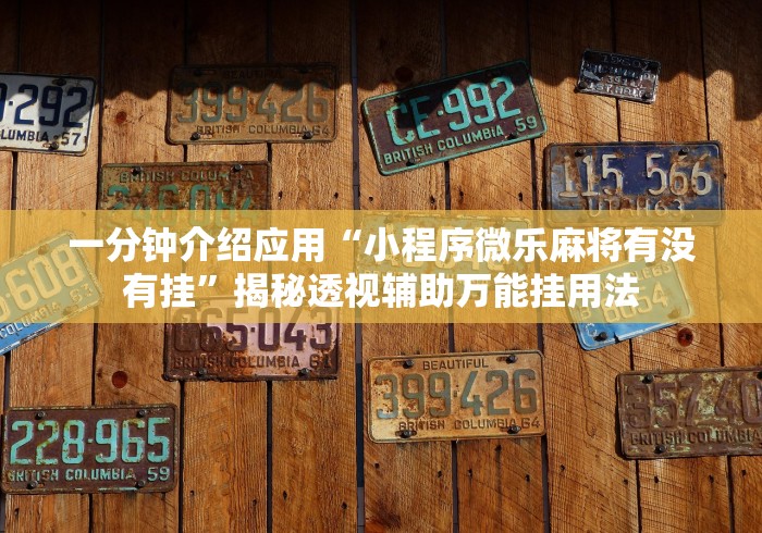 一分钟介绍应用“小程序微乐麻将有没有挂”揭秘透视辅助万能挂用法