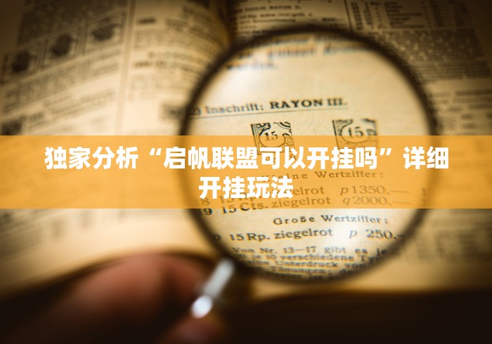独家分析“启帆联盟可以开挂吗”详细开挂玩法