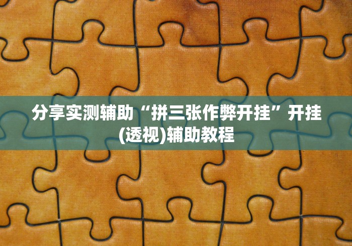 分享实测辅助“拼三张作弊开挂”开挂(透视)辅助教程
