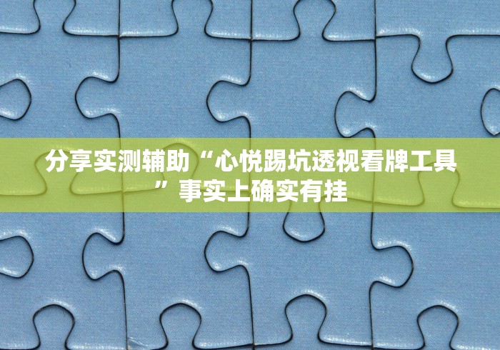 分享实测辅助“心悦踢坑透视看牌工具”事实上确实有挂