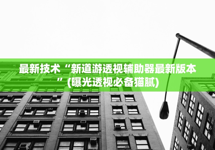 最新技术“新道游透视辅助器最新版本	”(曝光透视必备猫腻)