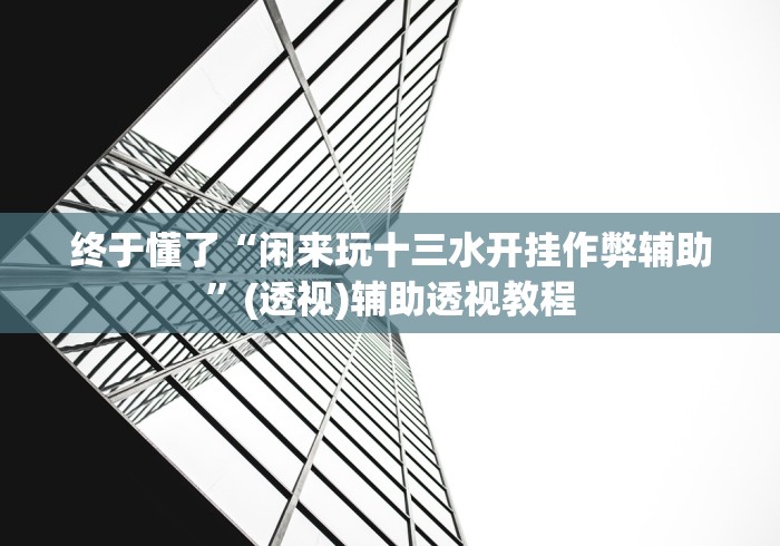 终于懂了“闲来玩十三水开挂作弊辅助”(透视)辅助透视教程