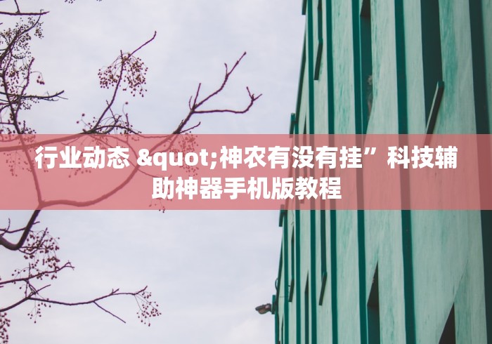 行业动态 "神农有没有挂”科技辅助神器手机版教程
