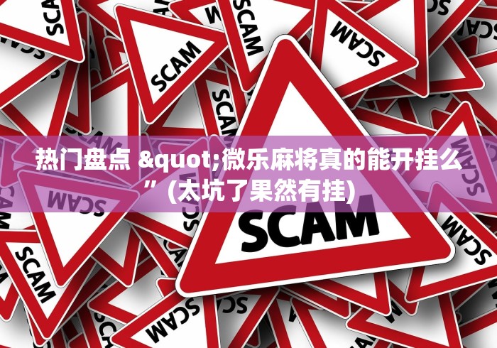 热门盘点 "微乐麻将真的能开挂么”(太坑了果然有挂)