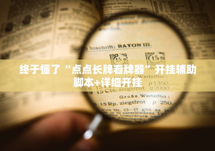 终于懂了“点点长牌看牌器”开挂辅助脚本+详细开挂