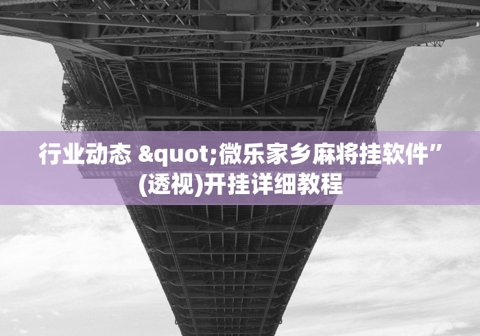 行业动态 "微乐家乡麻将挂软件”(透视)开挂详细教程